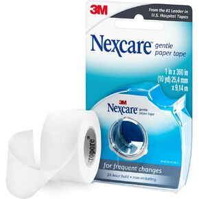 Nexcare Gentle Paper Tape Dispenser, Medical Paper Tape, Secures Dressings and Lifts Away Gently - 1 in x 10 Yds, 1 Dispenser