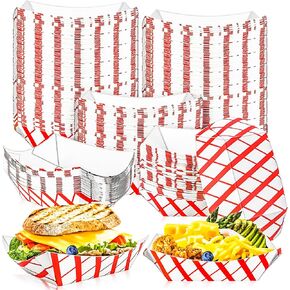 MotBach 120 Pcs Brown Kraft Paper Disposable Recyclable Eco-friendly Food Serving Boats Take Out Food Trays Party Supplies for Tacos, Nachos, Crawfish, French Fries