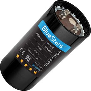 124-149 uf/MFD 220-250VAC Round Run Start Capacitor Replacement Part by BlueStars - Exact Fit for AC Motor Run or Fan Start and Cool or Heat Pump Air Conditioner