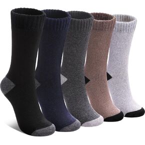 LINEMIN Wool Socks for Women Winter Warm Hiking Thick Warm Cozy Boot Crew Gift Socks 5 Pairs