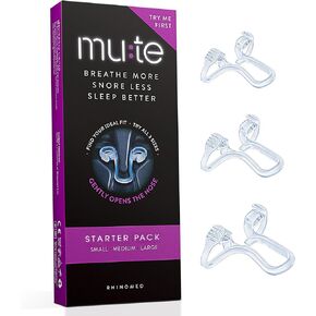 Rhinomed Mute Nasal Dilator for Snore Reduction - Anti-Snoring Aid Solution - Improve Airflow - Comfortable Nose Vents, Breathing Aids for Better Sleep - (Trial Pack), Assorted Size, Transparent
