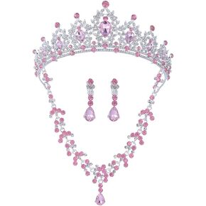 Geurlev Wedding Crystal Tiaras and Crowns for Women, Bride Royal Queen Headband Princess Quinceanera Headpieces for Birthday Prom Pageant Party (Gold Red Set)