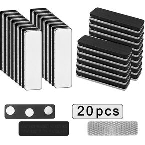 20 pcs Sublimation Name Tags Blank Name Tag Magnetic Name Tags with Magnetic Backing Locker White Round Corners, 1.5 x 3 Inch Metallic Aluminium Name Badges for Personalized Office School Supplies