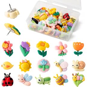 BeYumi 30Pcs Flower Push Pins Spring Summer Tropical Hawaiian Luau Hibiscus Flower Decorative Thumb Tacks Cute Creative Decorative Pushpins for Cork Board Bulletin Board Photo Wall Map Home Decoration in Kuwait
