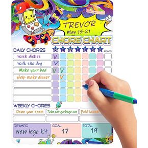 Magnetic Chore Chart for Kids 8.5x12 (A4) - Dry Erase Chore Chart Magnetic - Weekly Chore Chart for Kids Multiple Girls - Dry Erase Responsibility Chart for Kids - Kids Magnetic To Do for Refrigerator in Kuwait