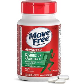 Move Free Advanced Glucosamine Chondroitin MSM Joint Support Supplement, Supports Mobility Comfort Strength Flexibility & Bone - 120 Count (Pack of 3)