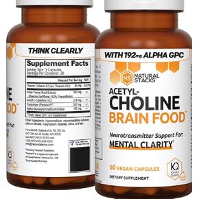 NATURAL STACKS Dopamine Focus Supplement & Memory Supplement for Brain w/L-Tyrosine - Promotes Mental Drive, Clarity & Focus - Natural Dopamine Supplement & Mood Support Supplement, 60 Vegan Capsules