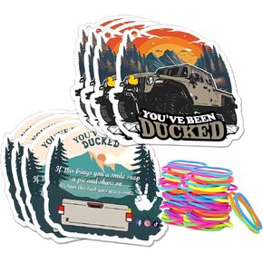 Duck Duck Tags, You've Been Ducked, Duck Ducking Game Cards, Duck Tag With Hole and Rubber Bands, Duck Card Retro Style Design, 50 Pack 7FD232