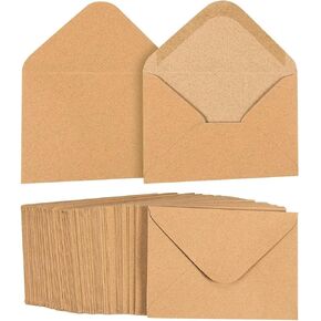 100 Pack Juvale Small Kraft Paper A1 Envelopes for 3x5 inch Cards Wedding Baby Shower Invitations