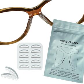 NOSE FRIEND | ADD Grip Nose Pads for Glasses & Sunglasses | Anti Slip | Small Nose Bridge | 5 Pairs Clear