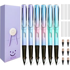 Lyomied 4Pcs Inkless Pencils Eternal, Everlasting Magic Pencil with Eraser, and 4 Replacement Nibs,Unlimited Writing, Reusable Infinity Pencil, NO-Sharpening Pencils for Writing Sketch in Kuwait