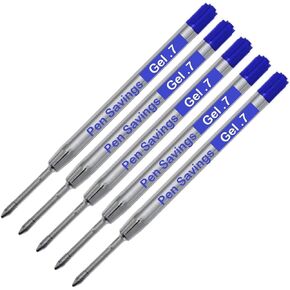 Pen Savings Ballpoint Pen Refills Compatible with Parker Ballpoint Pens, Purple Gel Ink, .7mm, 5 Pack, Smooth Writing, Quick Drying, Universal G2 Replacement