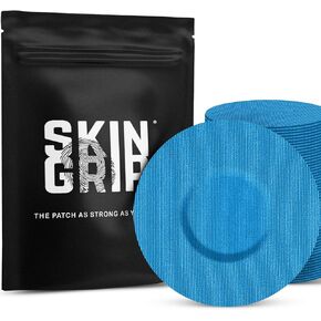 Skin Grip Adhesive Patches for Freestyle Libre 2 – Waterproof & Sweatproof for 10-14 Days, Pre-Cut Adhesive Tape, Continuous Glucose Monitor Sensor Cover – 20 Pack, Clear