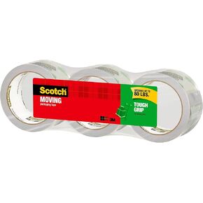 Scotch Tough Grip Moving Packaging Tape, 3 Rolls, 1.88" x 43.7 Yards (3500-40-3)