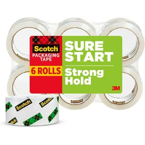 شريط تغليف Scotch Sure Start ، 1.88 سم × 900 سم لقلب 1.5 سم، 6 لفات في كل عبوة، ناعم وهادئ، يعمل على جميع الصناديق بما في ذلك الصناديق المعاد تدويرها، (DP-1000RF6) in Kuwait