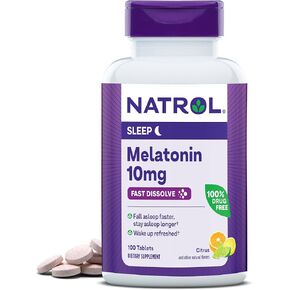 Natrol Melatonin 10mg, Citrus Flavored Dietary Supplement for Restful Sleep, 100 Fast-Dissolve Tablets, 100 Day Supply