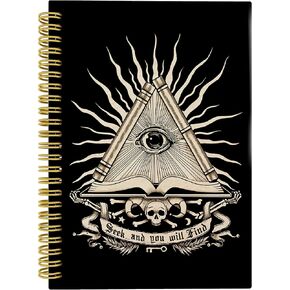 Gothic Skull Dead Moth Crescent Moon Star Night Celestial Stars Lined Hardcover Spiral Notebook Journal 5.5×8.3 Inch,College Ruled Notebook for Work Notes Journaling,Gothic Gifts for Women Girls