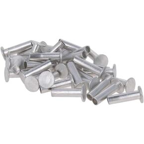 MroMax 200PCS Round Flat Head Rivet 0.24" x 0.1" (Length x Outer Diameter) Aluminum Round Flat Head Rivet Metal Stud Rivet Semi-Tubular Silver Tone