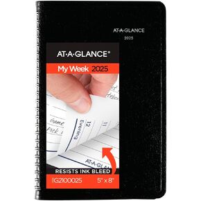 AT-A-GLANCE 2024 Weekly Appointment Book & Planner, 5" x 8", Small, Tabbed Telephone/Address Pages, DayMinder, Black (G2100024)
