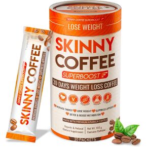 Skinny Coffee Super Boost Weight Loss,Protein Powder Protein Powder, Sugar-Free, Keto, Vegan Coffee, Supports Energy & Metabolism, Weight Loss Diet, Single Serve 1 Cup (30 Packs)