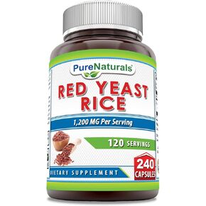 Pure Naturals Red Yeast Rice 1200 Mg per Serving, 480 Capsules Supplement | Non-GMO | Gluten Free | Made in USA
