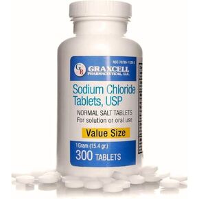Sodium Chloride Tablets 1 Gm | 300 Count | Normal Salt Tablets | (15.4gr.)