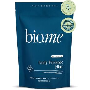 Bio.me Daily Prebiotic Fiber Supplement for Digestive Health and Gut Health - Unflavored Soluble Fiber Powder for Women & Men - Non-GMO, Gluten Free, Sugar Free, Vegan - 30 Servings