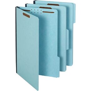Globe Weis Pendaflex Pressboard Fastener Folders, Legal Size, Light Blue, 1" Expansion, 1/3 Cut, 25/BX (616F21-3BLU)