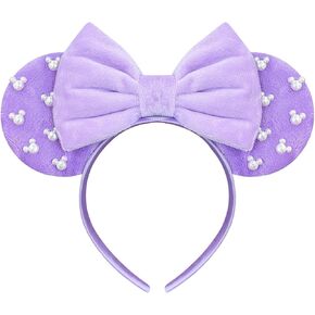Trnerm Mouse Ears for Women Purple Velvet Mouse Ears Headband Halloween Mouse Ears Halloween Headband for Adult Kid