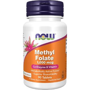 NOW Supplements, Methyl Folate 1,000 mcg, Metabolically Active Folate*, Co-Enzyme B Vitamin, 90 Tablets
