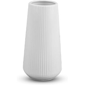 White Ceramic Vase, GUKJOB Flower Vase Ceramic Vase for Flowers, Decorative White Vase for Pampas Grass, Small Vase for Home Living Room Dining Table Farmhouse Office Decor - 4.13"L x 2.95"W x 7.72"H