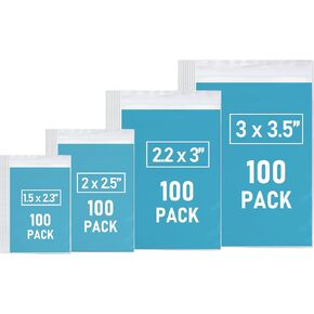 Small Plastic Bags, 300 PCS Mini Baggies, 3 Assorted Sizes, Transparent Jewelry Bags Reclosable, Clear Zip lock Bags, Resealable Poly Bags for Pill, Beads, Screws, Packaging