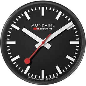 Mondaine Wall Clock A990.Clock.11SBC 25cm - Official Swiss Railways Clock Red Second Hand Red Aluminium Casing Dust Resistant