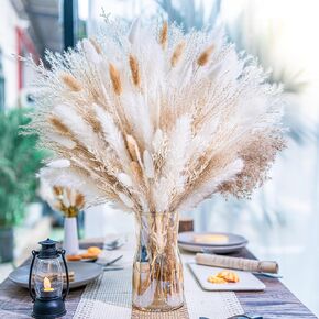 95 PCS Natural Pampas Grass Decor Bouquet | Boho Dried Floral Arrangement Centerpiece Table Decor Wedding Decor Rustic Decor