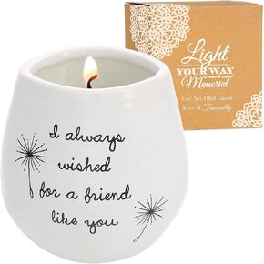 شمعة معطرة من شمع الصويا والهندباء في وعاء سيراميك مطبوع بعبارة Always Wished For A Friend Like You من بافيليون جيفت كومباني، 77114