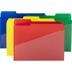Smead Slash Pocket Poly File Folders, 1/3-Cut Tab, Letter Size, Assorted Colors, 30 per Box (10540)