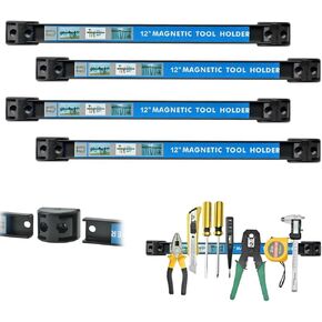 Magnetic Tool Holder 12 Inch 4 Pack Heavy Duty Magnet Tool Bar Strip Rack Wall Mount Black