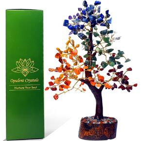 Opulent Seven Chakra Crystal Tree for Positive Energy,Crystal Tree of Life,Gemstone Bonsai Crystal Money Tree,FengShui Decor Large Tree-10" Inch Gift for Womens & Mens (7 Chakra Mseal Silver)