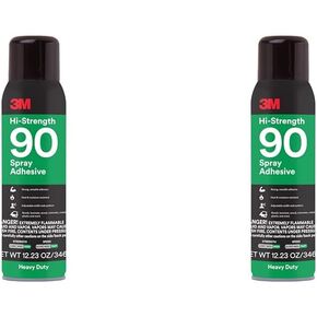 3M Hi-Strength 90 Spray Adhesive, Permanent, Bonds Laminate, Wood, Concrete, Metal, Plastic, Clear Glue, Net Wt 17.6 oz, Will Spray Upside Down