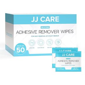 JJ CARE Adhesive Remover Wipes [Pack of 50] 6"x7" Large Stoma Wipes - Medical Adhesive Remover Wipes - Sting Free Adhesive Remover Wipes for Skin Ostomy, Colostomy Devices, Dressings and Medical Tapes in Saudi Arabia