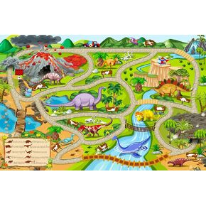 Kids Rug Zoo Rug Alphabet Educational Area Rug Non-Slip Backing Car Play Rug Kids Play Mat Kids Carpet for Playroom Nursery Bedroom