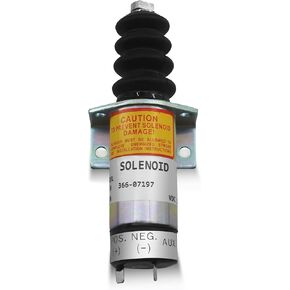 RABROPAR 12V Fuel Shut Off Solenoid with Bracket SA-3405T Compatible with Lister Petter LPW Excavator Engine, Stop Solenoid 366-07197 1502-12C7U2B2S