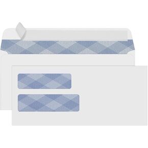 750#10 Security Envelopes, PANDRI NO.10 Self-Seal Double Window Envelopes Designed for QuickBooks Invoices, Business Statements & Documents - Number 10 Size 4 1/8 Inch X 9 1/2 Inch - 24 LB