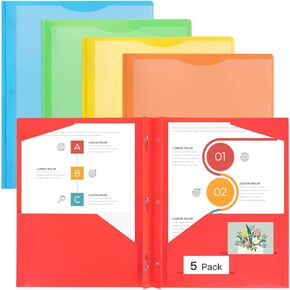 EOOUT Plastic Folders with Clear Front Pockets and Prong, 8 Pack Plastic File Folders, Pastel Colors, Plastic Folders with Prongs, Heavy Duty Folders for Office and School, Letter Size