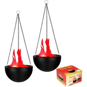 Baquler 2 Pcs Halloween 3D Fake Fire Light 110v Artificial Hanging LED Flame Light Realistic Campfire Halloween Lamp Prop Flame Light for Christmas, New Year, Festival, Night Club, Party Decor