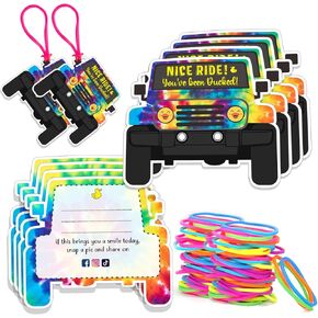 Duck Tags, You've Been Ducked Card - Nice Ride, DCUK Duck Tags, Duck Ducking Game Card, 50 Pack, 3.5 x 2.5 inches, Duck Tag with Hole and Rubber Bands, SUV Car Design(7FD19102)