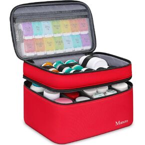 Dual Layers Medicine Organizer Bag, Pill Bottle Organizer Storage with Lockable Zipper, Adjustable Divider, Medication Travel Bag for Pills, Vitamins, Medical Supplies for Home Storage, Travel