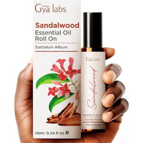 Gya Labs Sandalwood Essential Oil Roll-On (0.34 fl oz) - Woodsy, Earthy Scent