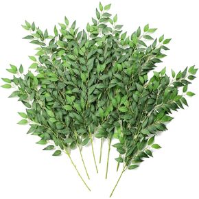 Floroom 5pcs 28'' Artificial Italian Ruscus Greenery Stems, Faux Hanging Greenery Spray & Best Fake Plants Filler for Wedding Bouquet, Centerpieces, Home Decorations