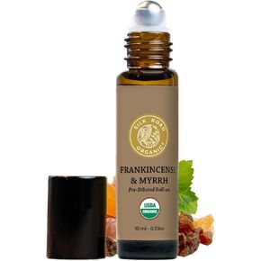 Organic Frankincense & Myrrh Essential Oil Roll On, 100% Pure USDA Certified Aromatherapy for Body Aches, Stiffness & Tingling, Stress Relief, & Skin - 10 ml Roller by Silk Road Organic